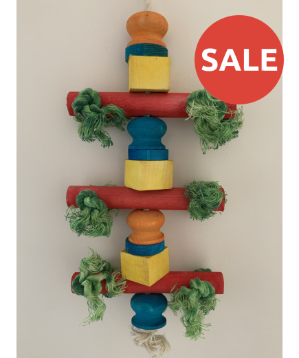 Parrot-Supplies Chock-A-Block Wood and Rope Parrot Toy